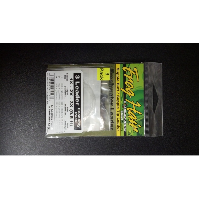 Frog Hair Tapered Leader Economy Pack 9.5′ Supple Butt/Supple Tip 0x-1x-2x