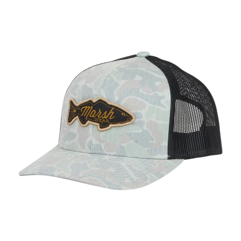 Marsh Wear Redfish Logo Trucker Hat Rock Copahee Camo