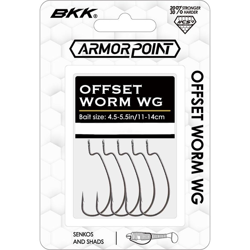 BKK Armor-Point Offset Wide Gap Worm Hooks #2 – 8 pack