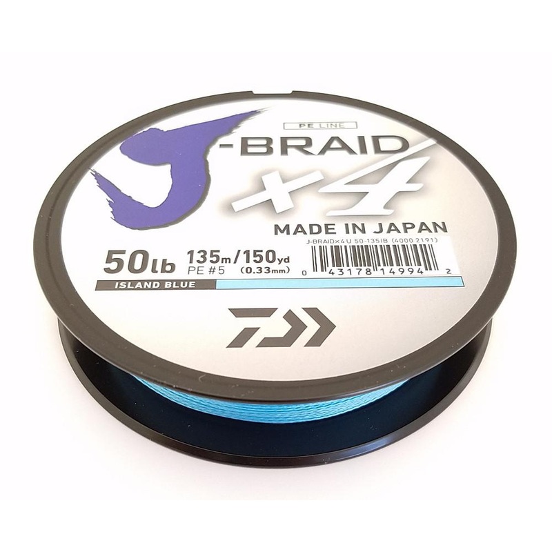 Daiwa J-Braid X4 Braided Line 150 Yards Island Blue 10 pound