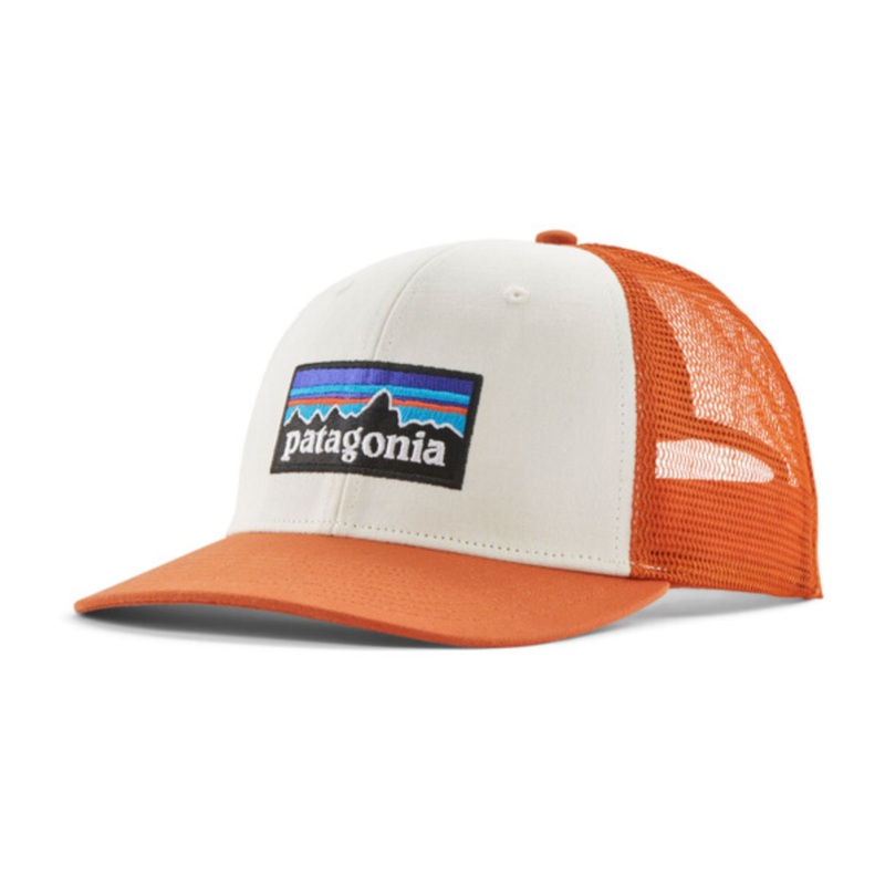 Patagonia P-6 Logo Trucker Hat – White w/Redtail Rust Sale