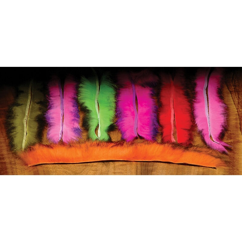 Hareline Crosscut Two Tone Rabbit Strips Hot Orange Tipped Fl. Hot Pink