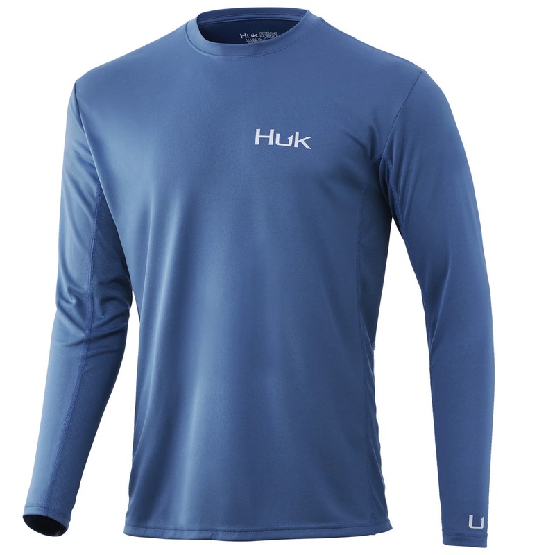 Huk Icon X Long Sleeve Tech Shirt Titanium Blue Small