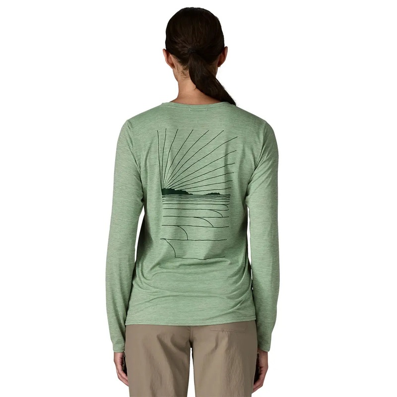 Patagonia W’s L/S Capilene Cool Daily Graphic Shirt – Waters Casting Logo: Moment Pink X-Dye / CMPX XS