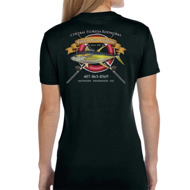 Women’s Custom T-Shirt: Life Ring with Crossing Rods Black X-Small