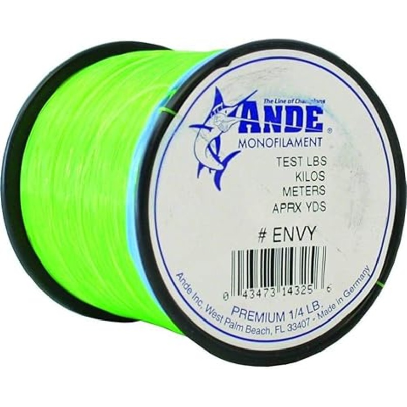 Ande Premium Mono Line 1/4lb Spool 20lb 600yd Green Hi-Vis