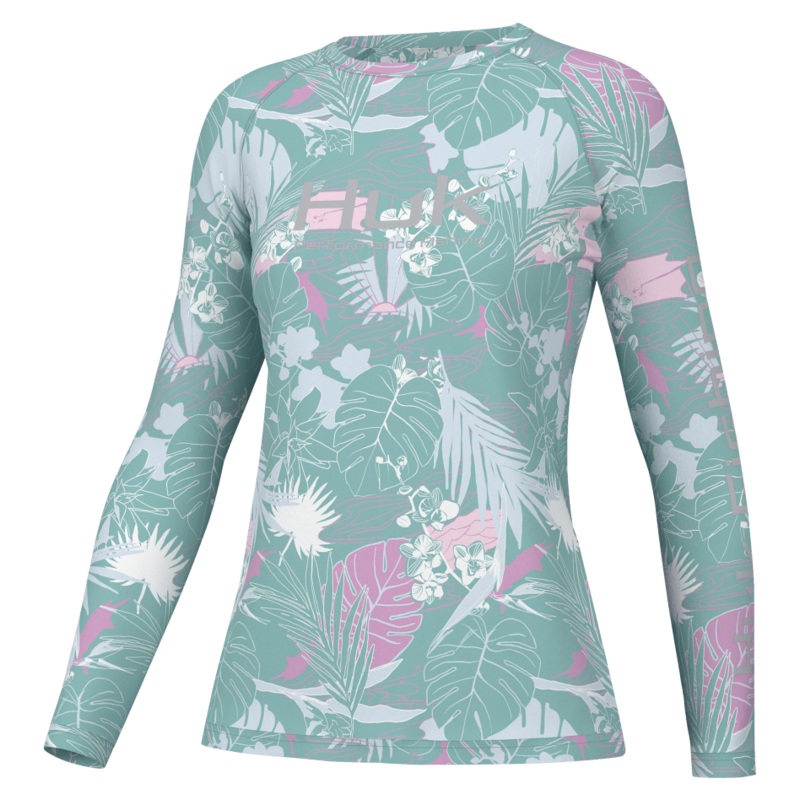 HUK WOMENS PURSUIT CREW RADICAL BOTANICAL Marine Blue Small