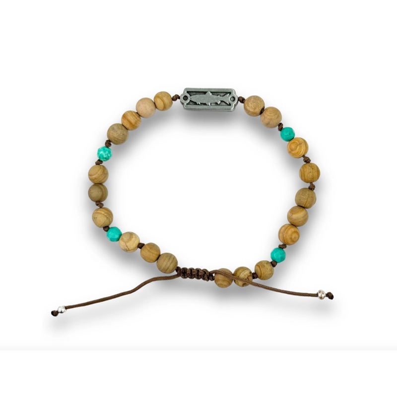 Sight Line Provisions – Trout Sandalwood + Turquoise Beads Bracelet