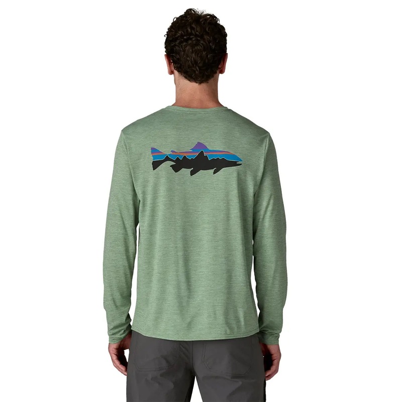 Patagonia M’s L/S Capilene Cool Daily Graphic Shirt – Waters Boardshort Logo: Pumice X-Dye / BTPX XS