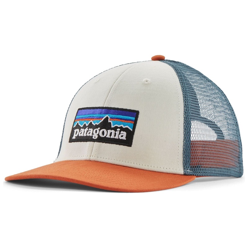 Patagonia P-6 Logo LoPro Trucker Hat White with Redtail Rust Sale White w/Redtail Rust
