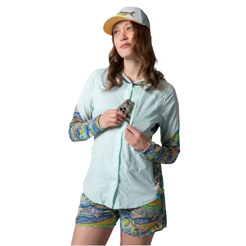 Fishe Women’s Coastline Hybrid Sunshirt Tropical Tarpon Small