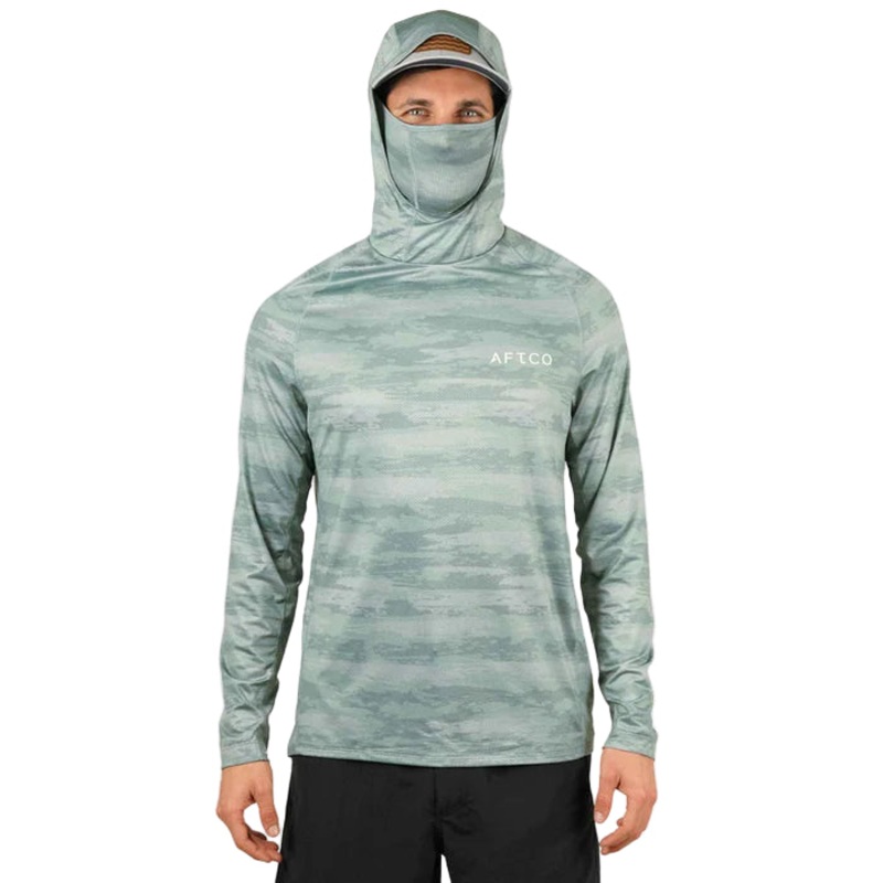 AFTCO ADAPT TACTICAL LONG SLEEVE PERFORMANCE HOODIE JADE SHORELINE CAMO S