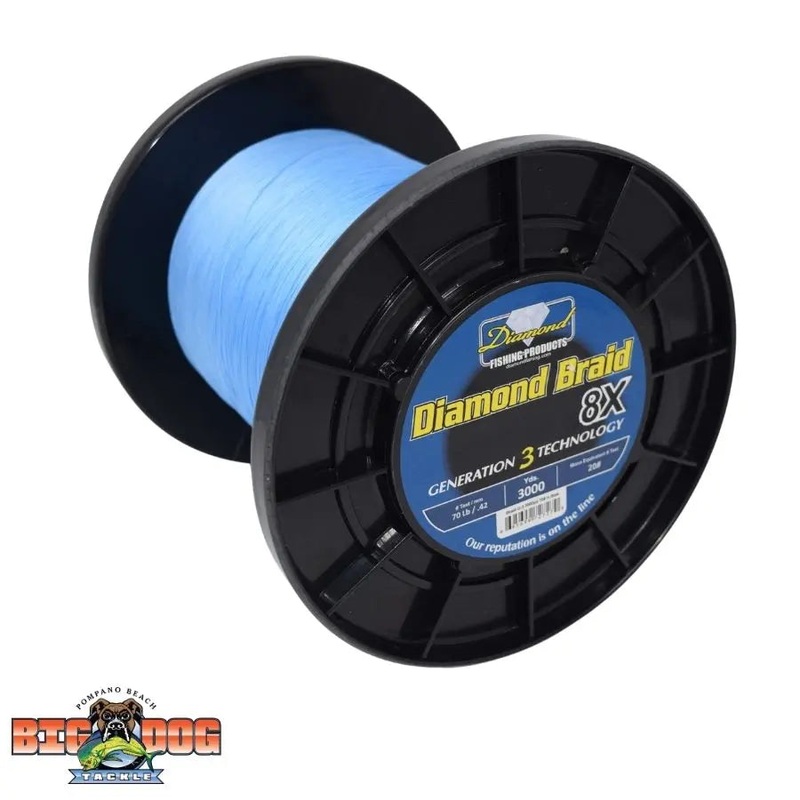 DIAMOND GEN 3 8X SOLID CORE BRAID 3000 YARDS BLUE 20lb