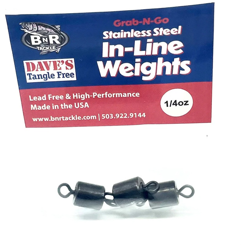 BnR Tackle Steel In-Line Weight Grab-N-Go Pack – 3 Pieces Black 1/2 oz – 3 pack