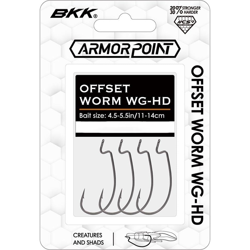 BKK Armor-Point Offset Wide Gap HD Worm Hooks 2/0 6 pack