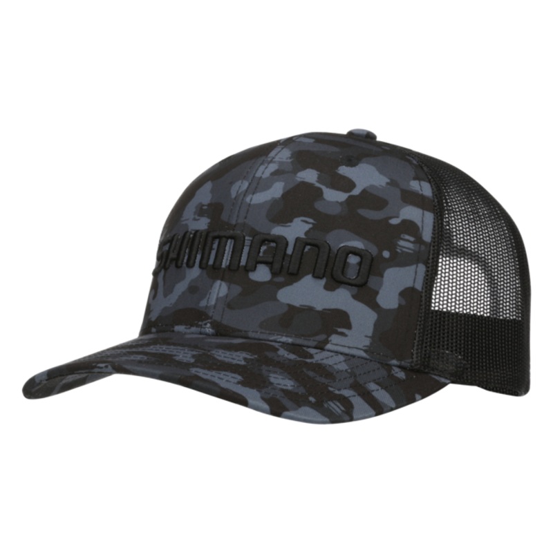Shimano Printed Trucker Cap One Size Fits All Black Camo