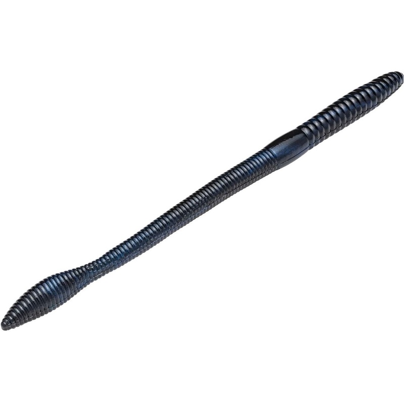 Strike King KVD Finesse Worm Straight Tail Soft Plastic Worm Black Blue Swirl 6 1/2 inch