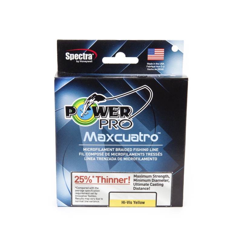 Power Pro Maxcuatro Spectra Hi-Vis Yellow Braided Line 20 pound 150 yards