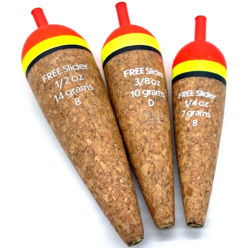 BnR Tackle Free Slider Cork Floats Orange-Yellow-Black-Cork 1/2 oz