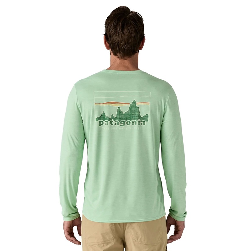 Patagonia M’s L/S Capilene Cool Daily Graphic Shirt Boardshort Logo: Wavy Blue X-Dye / BLWX XXS