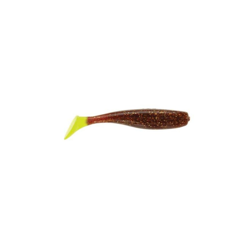 DOA C.A.L. 3″ SHAD TAIL 12 PACK ROOTBEER / CHARTREUSE TAIL 3″