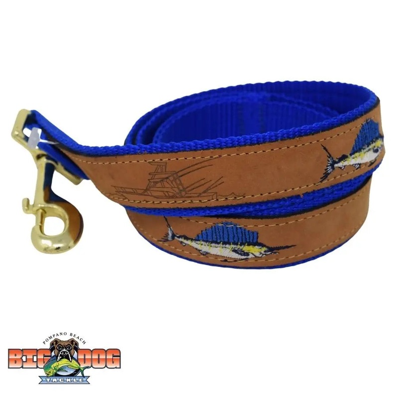 DOG LEASH LEATHER SAILFISH ROYAL 6ft