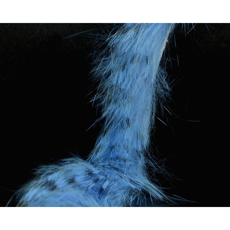Hareline Black Barred Rabbit Strips Baby Blue