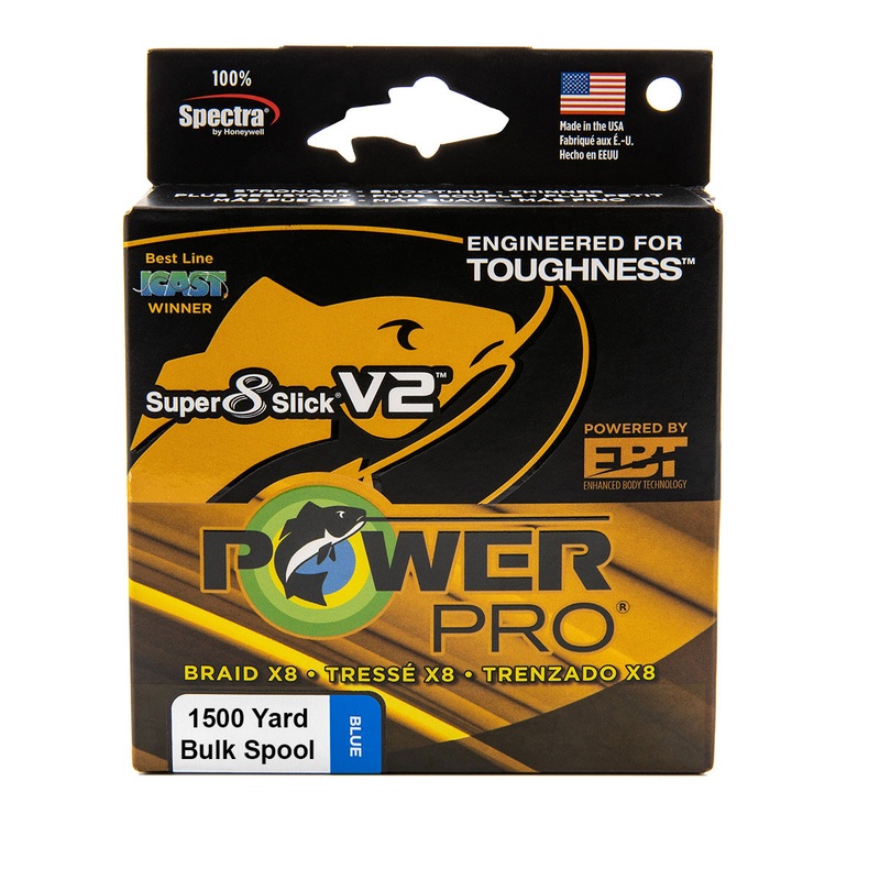Power Pro Super8Slick V2 Marine Blue Braided Line 1500 yard Bulk Spool 8