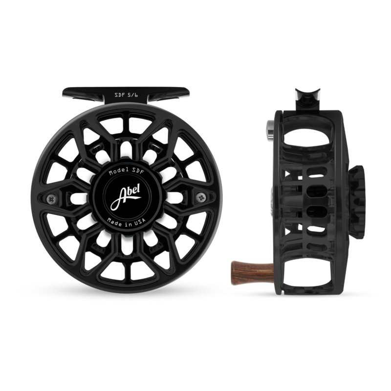 Abel SDF Fly Reel Ported – Basic Black – 5/6 WT with Rosewood Handle 5/6 wt