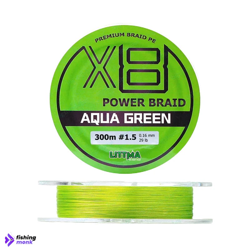 Littma Aqua Green Premium Braid Line 8X | 300mtr 6lb – 0.05mm – 300mtr