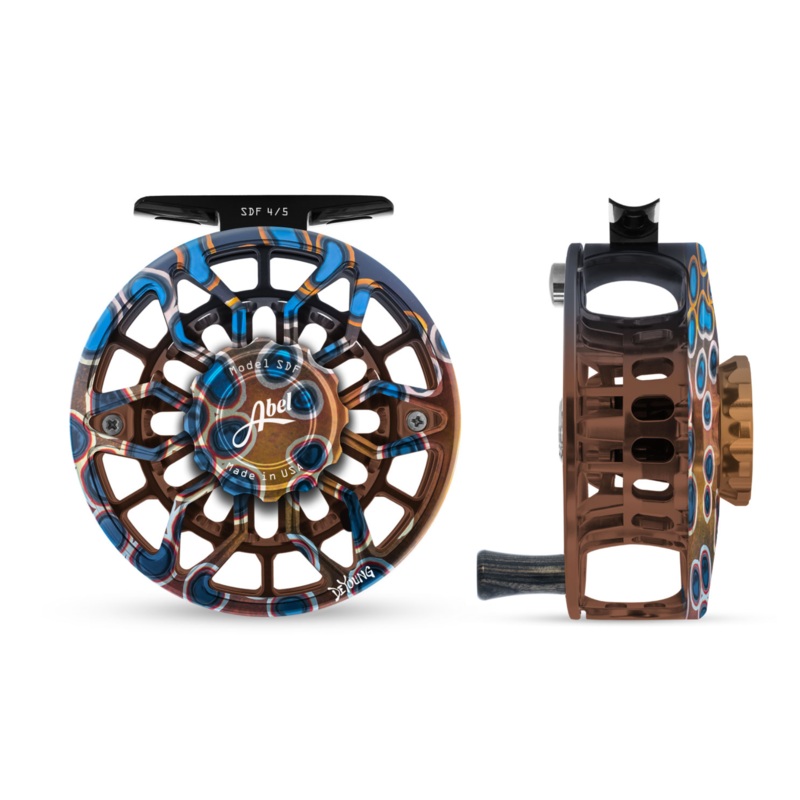 Abel SDF Fly Reel Solid – DeYoung Cutthroat Flank – 4/5 WT with Ebony Handle 4/5 wt