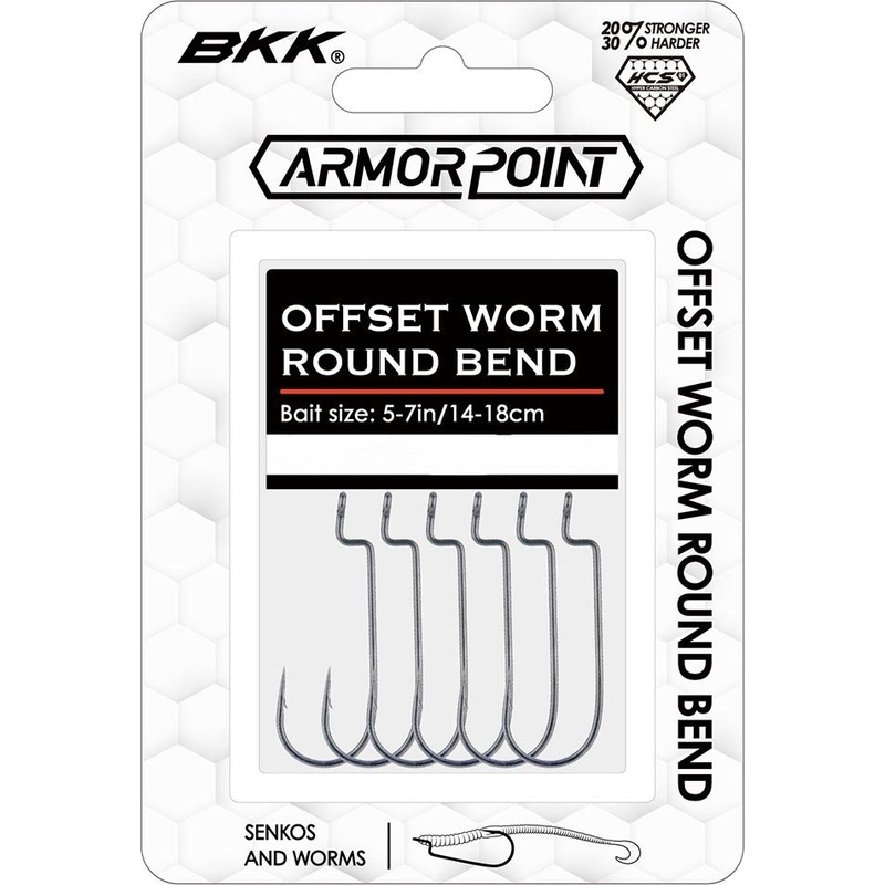 BKK Armor-Point Offset Round Bend Worm Hooks #1 7 pack