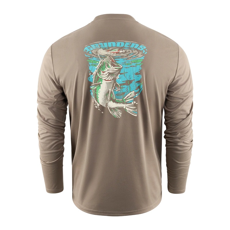 Grundens Bass Popper Long Sleeve Tech Tee “Otter” Medium Otter