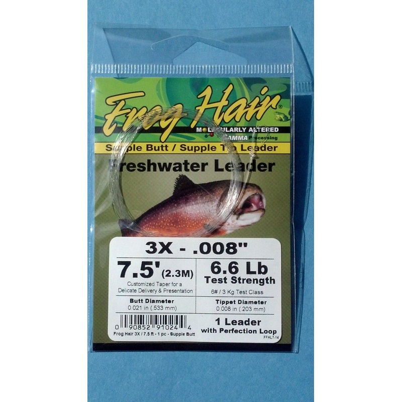 Frog Hair 7.5′ Supple Butt / Supple Tip Tapered Leader 2X