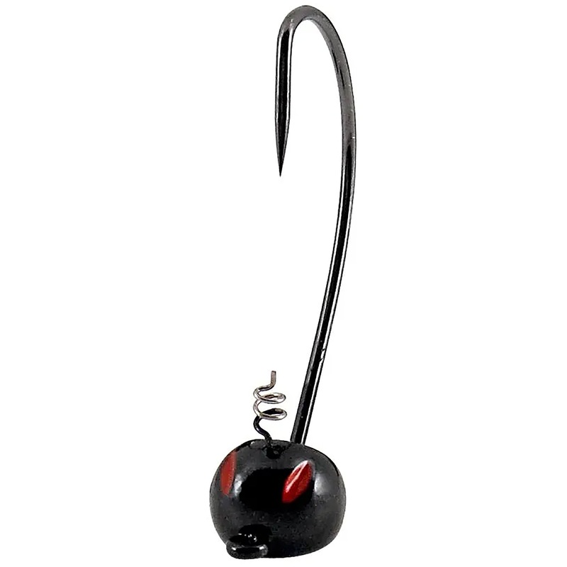 YUM Pumpkin Head Jig Head Black 3/0 – 3/16 oz – 3 pack