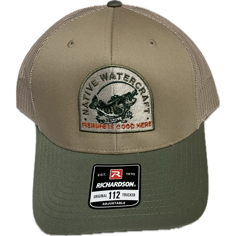 Native Watercraft Trucker Hat – Tan and Olive – Fishing is Good Here