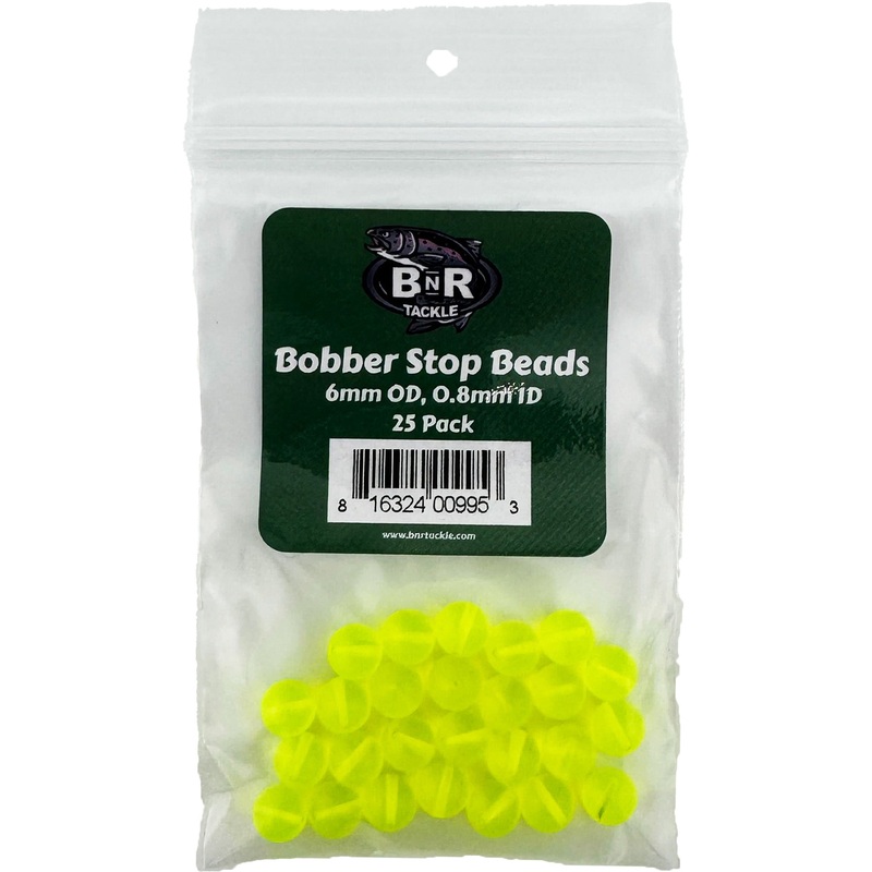 BnR Tackle Bobber Stop Beads – 25 Pack Chartreuse 6mm OD – .8mm ID – 25 pack
