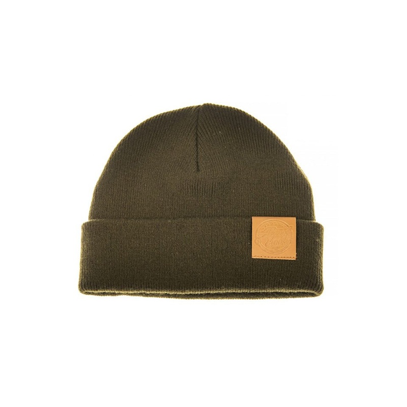 Ahrex Tight Knit Leather Patch Beanie Loden