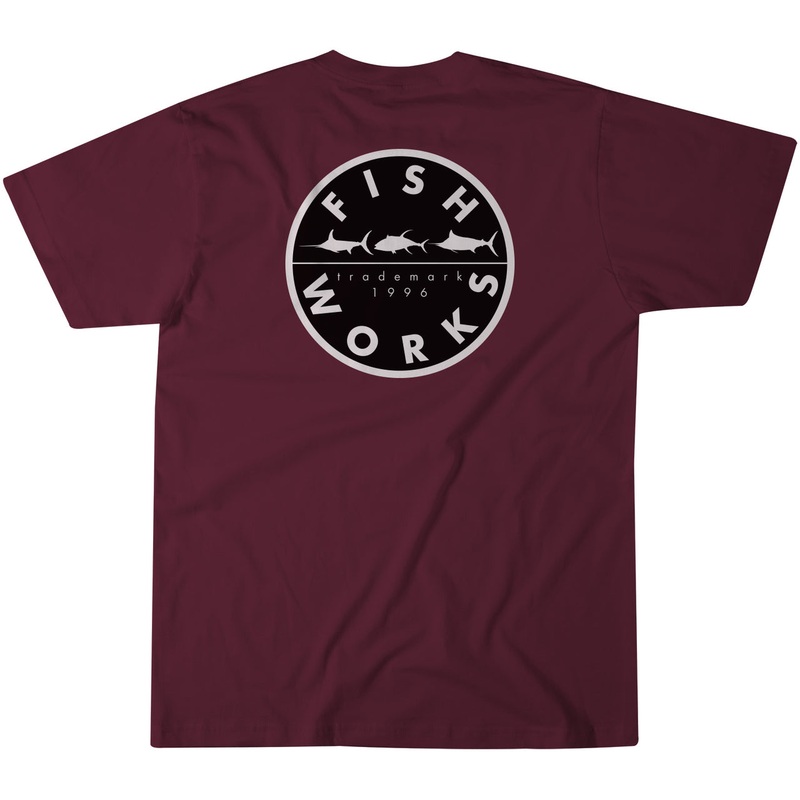 Fishworks New Original Short Sleeve Tee Shirt Maroon Small
