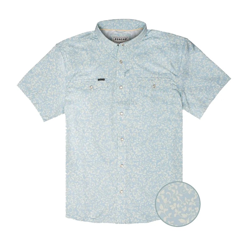 Poncho M’s The Pinos Altos Shirt Slim Blue Western Flower Print S