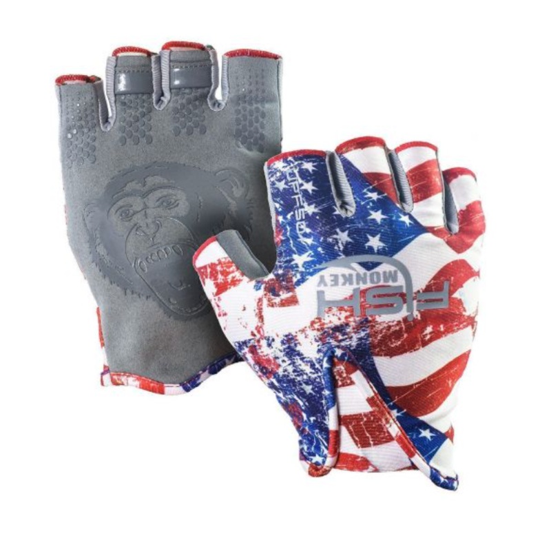 Fish Monkey Stubby Guide Gloves, Americana X-Large