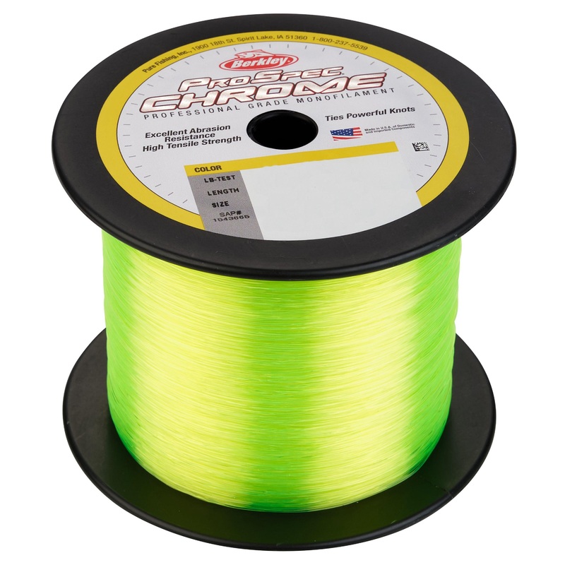 Berkley Pro Spec Chrome Monofilament Line, 20lb, 1000yd Hi-Vis Yellow
