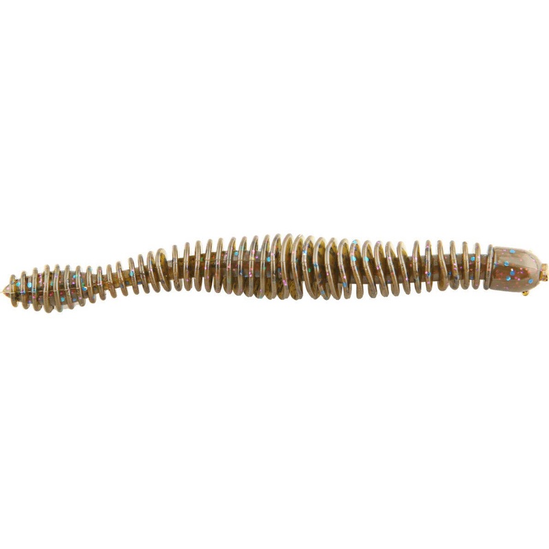 Big Bite Baits Coontail Worm 4 3/4 inch Ribbed Worm Blue Fleck