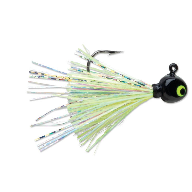 VMC Hot Skirt Glow Jig 2 pack Black Chartreuse 1/32 oz