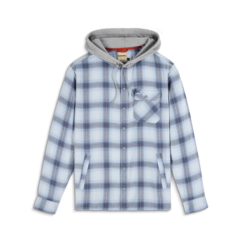 Simms M’s Santee Flannel Hoody Hickory: Dolomite Blanket Stripe S