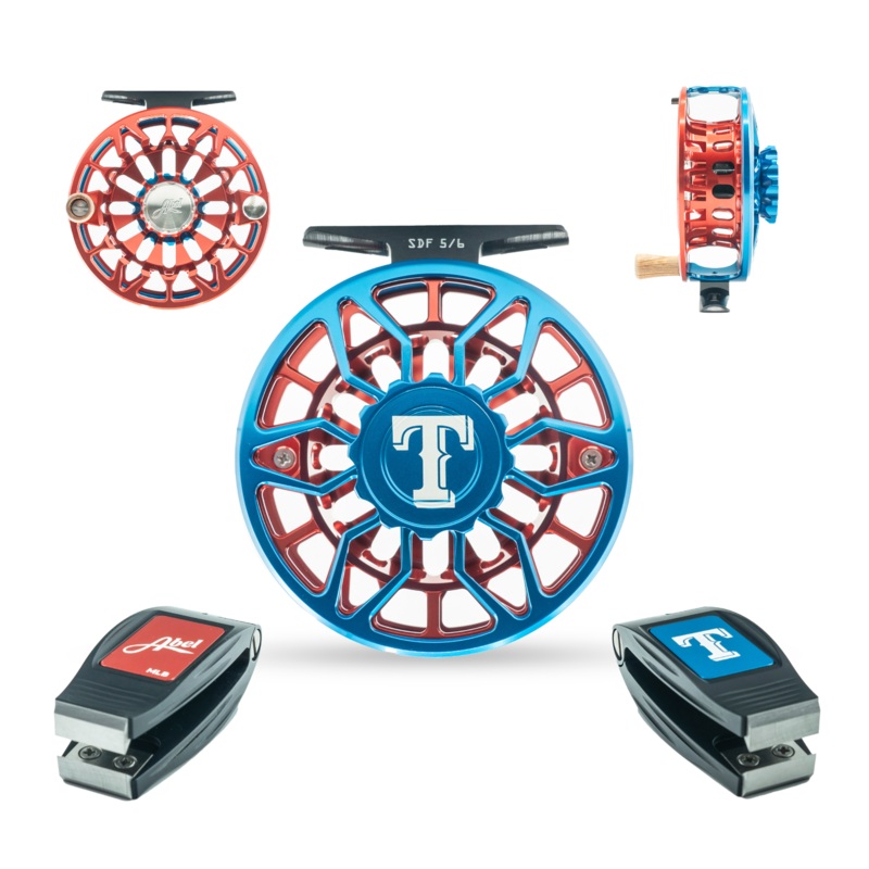 Abel SDF Fly Reel – Texas Rangers – 5/6 WT with Matching Nipper 5/6 wt