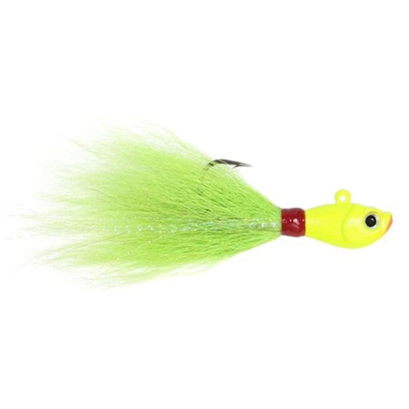 Sea Striker Bucktail Jig 1 oz, Holographic Eyes, Chartreuse