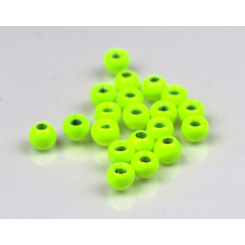Hareline Fluorescent Plummeting Tungsten Beads (1/16) 1.5mm Fl. Chartreuse