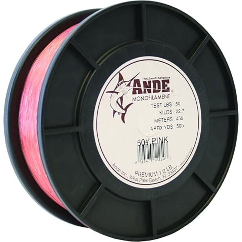Ande A12-50P Premium Mono Line 1/2lb Spool 50lb 500yd Pink