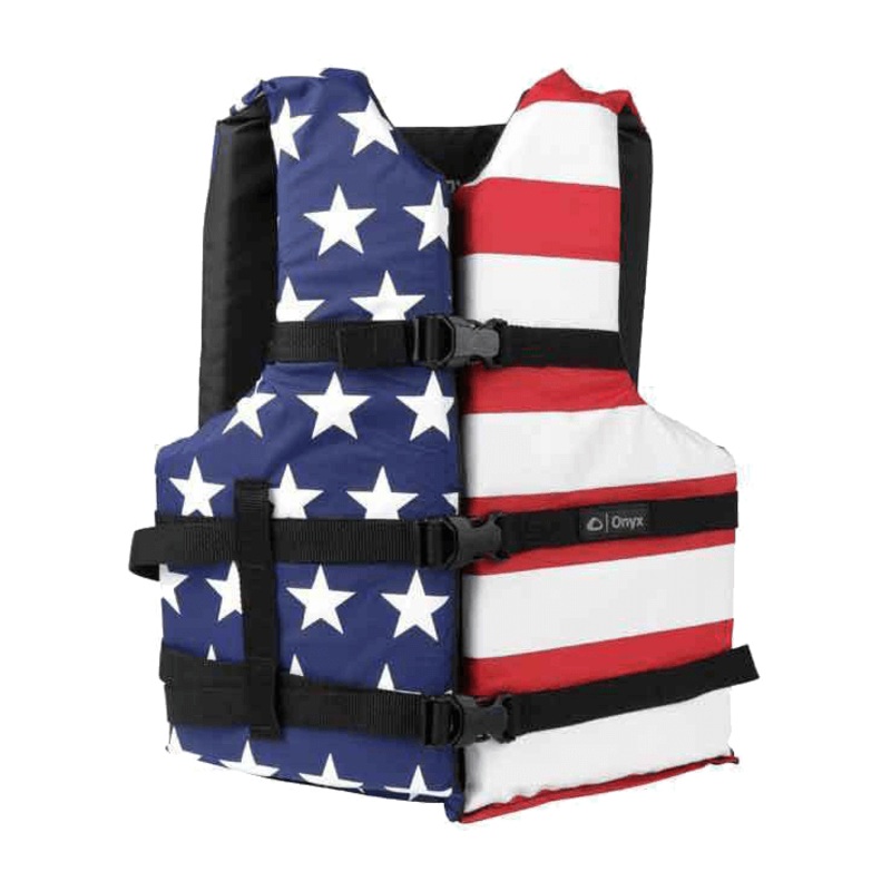 ONYX ADULT GENERAL PURPOSE LIFE JACKET – STARS & STRIPES – UNIVERSAL
